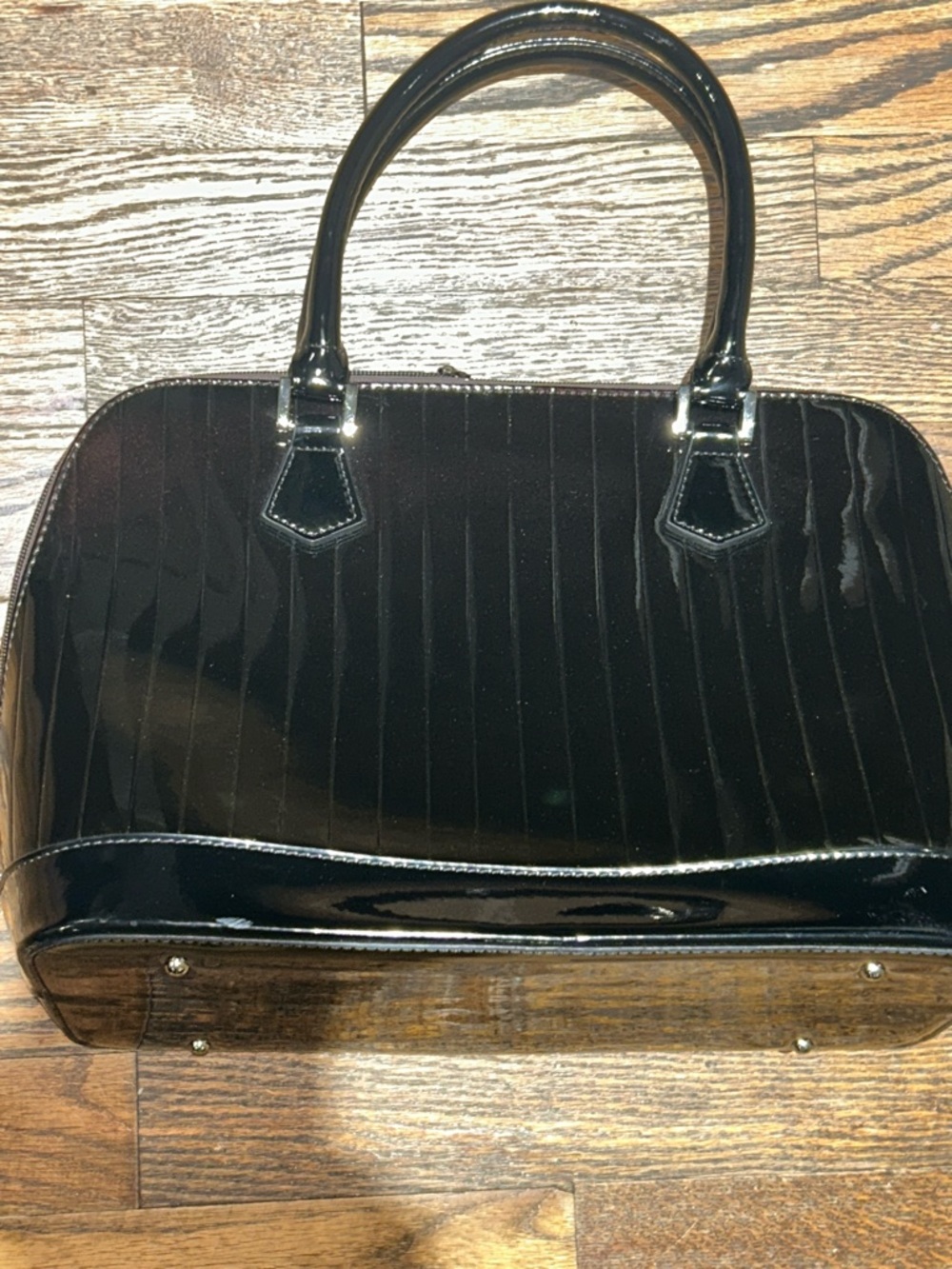Black Patent Structured Women's Top-Handle Bag - Picture 11 of 13